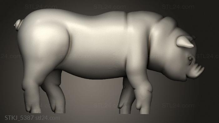 Animal figurines (Townsfolk Pig Down, STKJ_5387) 3D models for cnc