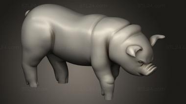 Animal figurines (Townsfolk Pig Down, STKJ_5387) 3D models for cnc