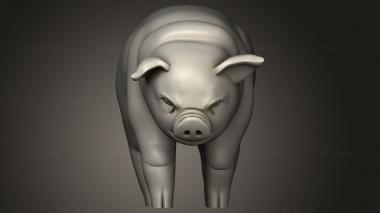 Animal figurines (Townsfolk Pig Down, STKJ_5387) 3D models for cnc