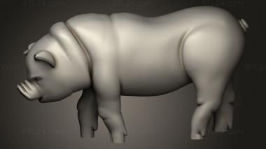 Animal figurines (Townsfolk Pig Down, STKJ_5387) 3D models for cnc