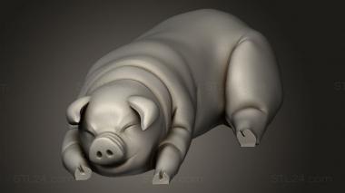 Animal figurines (Townsfolk Pig Laid, STKJ_5388) 3D models for cnc