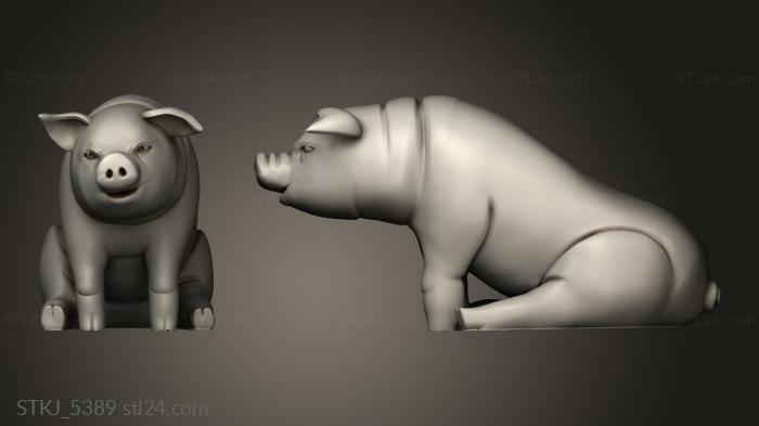 Animal figurines (Townsfolk Pig sit, STKJ_5389) 3D models for cnc