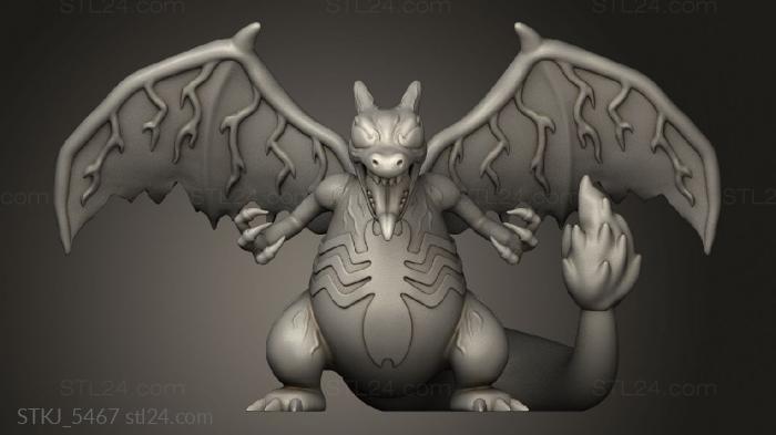 Статуэтки животных (Ядовитый покемон scrazyone charizard, STKJ_5467) 3D модель для ЧПУ станка