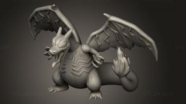 Статуэтки животных (Ядовитый покемон scrazyone charizard, STKJ_5467) 3D модель для ЧПУ станка