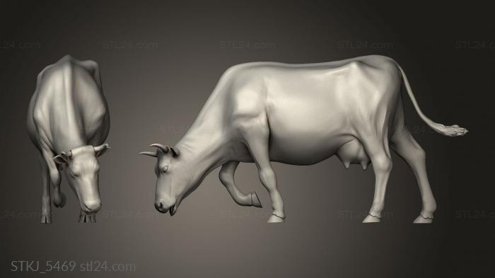 Animal figurines (Village Animal Cow Eating, STKJ_5469) 3D models for cnc