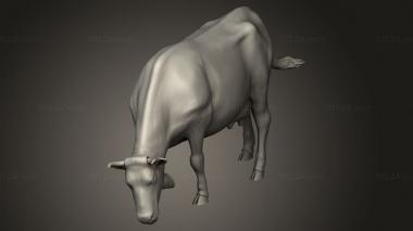 Animal figurines (Village Animal Cow Eating, STKJ_5469) 3D models for cnc