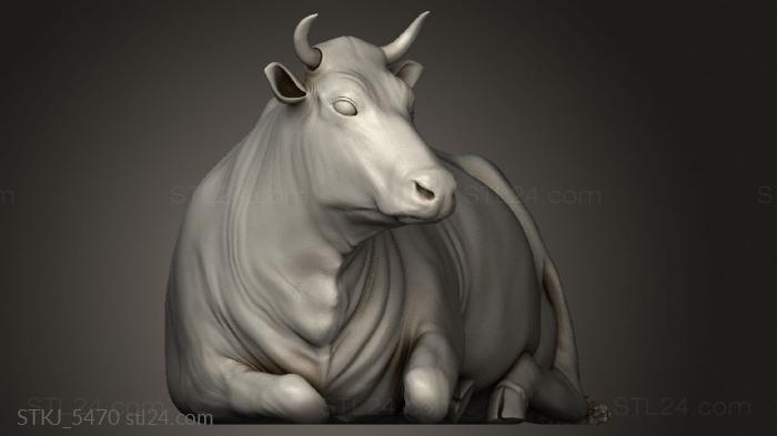 Animal figurines (Village Animal Cow Sitting, STKJ_5470) 3D models for cnc