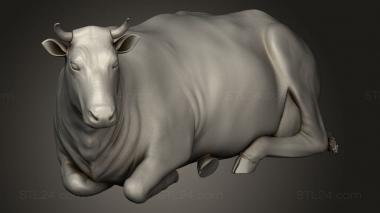 Animal figurines (Village Animal Cow Sitting, STKJ_5470) 3D models for cnc