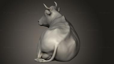 Animal figurines (Village Animal Cow Sitting, STKJ_5470) 3D models for cnc