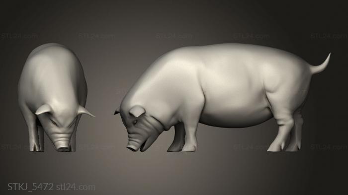 Animal figurines (Village Animal Pig Eating, STKJ_5472) 3D models for cnc