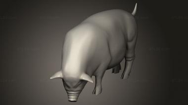 Animal figurines (Village Animal Pig Eating, STKJ_5472) 3D models for cnc