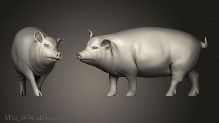 Animal figurines (Village Animal Pig, STKJ_5474) 3D models for cnc