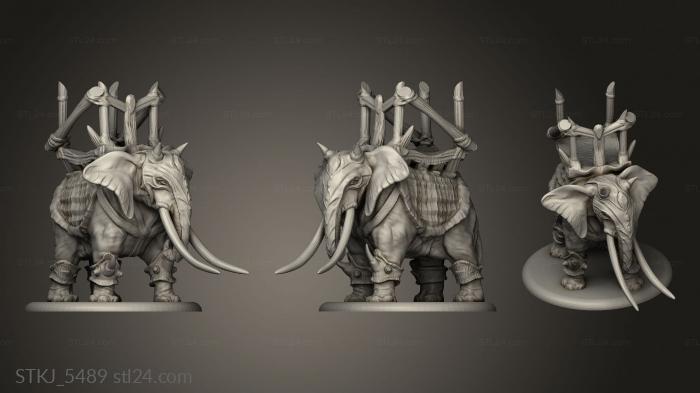 Animal figurines (War Elephant Simpe, STKJ_5489) 3D models for cnc