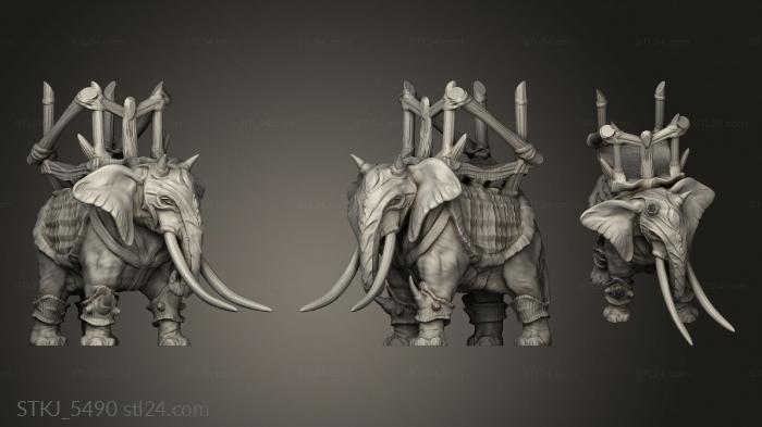Animal figurines (War Elephant, STKJ_5490) 3D models for cnc