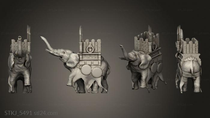 Animal figurines (War Elephant Sculpt, STKJ_5491) 3D models for cnc
