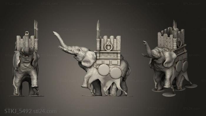 Animal figurines (War Elephant, STKJ_5492) 3D models for cnc