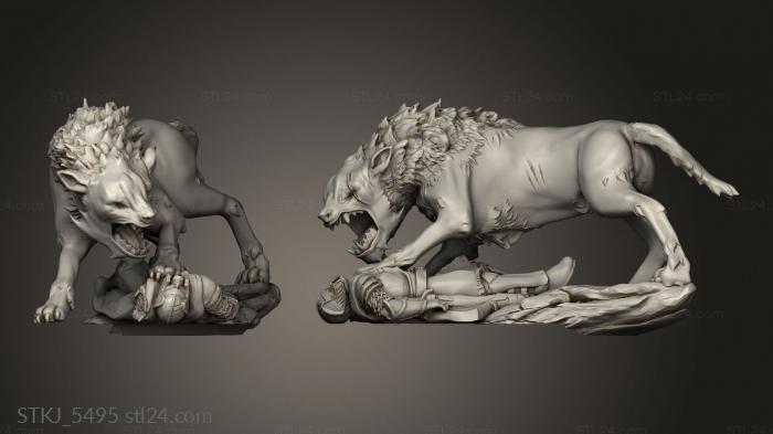 Animal figurines (wargchieftain, STKJ_5495) 3D models for cnc