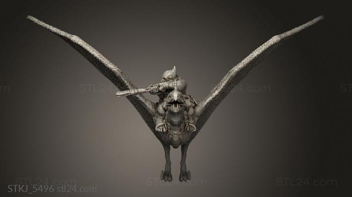 Animal figurines (Warlock Elites Add On Cliff Wyvern Rider, STKJ_5496) 3D models for cnc