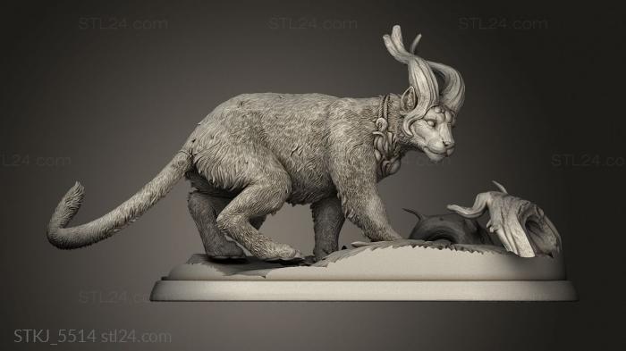 Animal figurines (White Werewolf The Lightning Cat, STKJ_5514) 3D models for cnc
