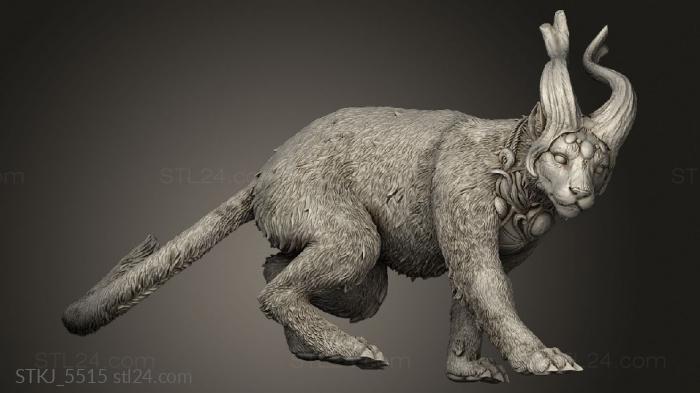 Animal figurines (White Werewolf The Lightning Cat, STKJ_5515) 3D models for cnc