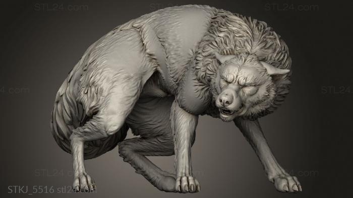 Animal figurines (White Werewolf Wolves Wolf, STKJ_5516) 3D models for cnc