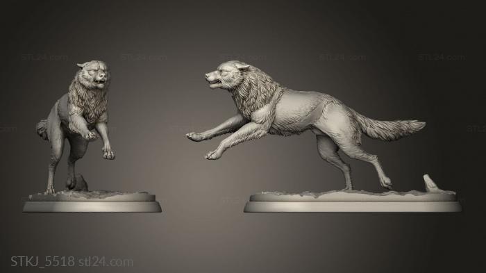 Animal figurines (White Werewolf Wolves Wolf, STKJ_5518) 3D models for cnc