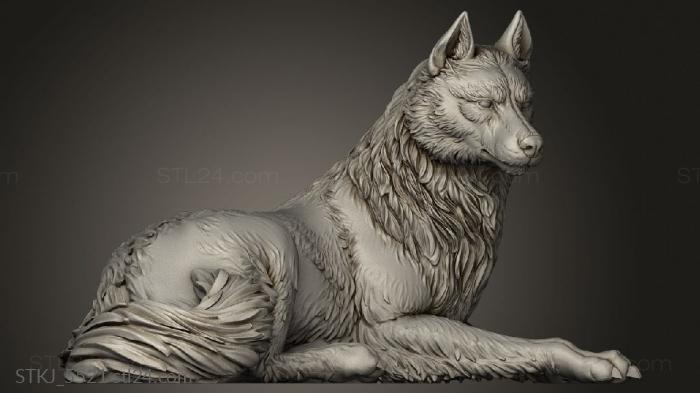 Animal figurines (White Werewolf Wolves Wolf, STKJ_5521) 3D models for cnc