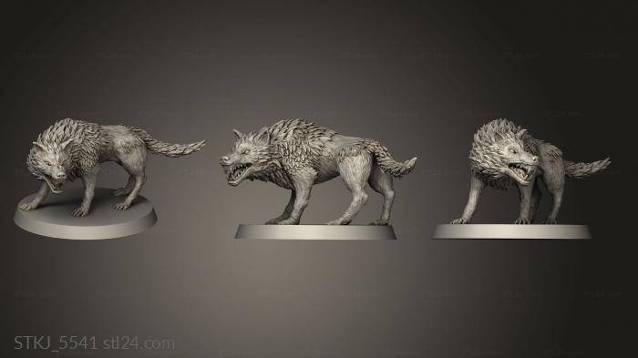 Animal figurines (Wolf Open Mouth with base, STKJ_5541) 3D models for cnc