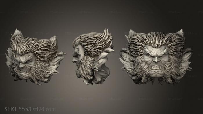 Animal figurines (Wolverine Cabeza, STKJ_5553) 3D models for cnc