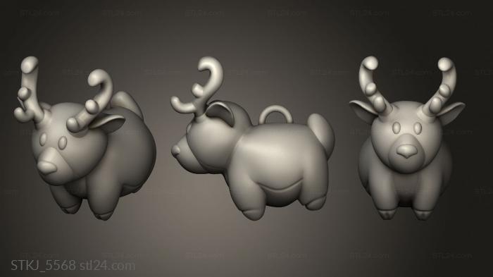 Animal figurines (Xmas Baubles the Little Ones Deer, STKJ_5568) 3D models for cnc