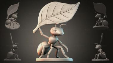 Animal figurines (Ant with a leaf, STKJI_000207) 3D models for cnc
