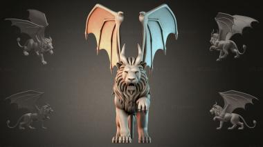 Animal figurines (Lion with wings, STKJI_000235) 3D models for cnc