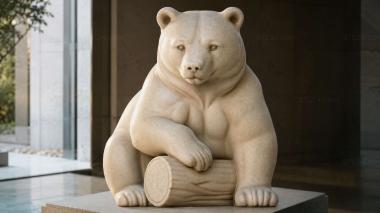 Animal figurines Bear sitting on a log 3d model