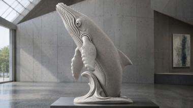 Animal figurines Whale on a Wave 3d model