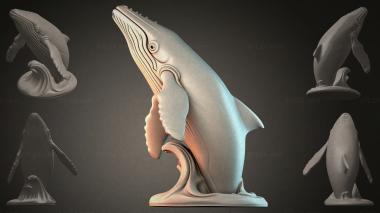 Animal figurines (Whale on a Wave, STKJI_000250) 3D models for cnc