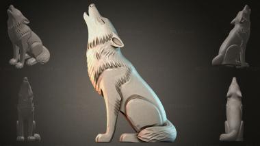 Animal figurines (Sitting Wolf, STKJI_000255) 3D models for cnc