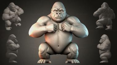 Animal figurines (3D gorilla fighter, STKJI_000258) 3D models for cnc