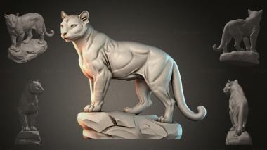 Animal figurines (Panther sculpture on stone, STKJI_000266) 3D models for cnc