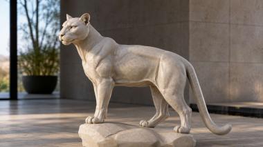 Animal figurines Panther sculpture on stone 3d model