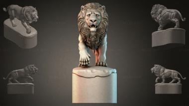 Animal figurines Lion on a pedestal 3d model