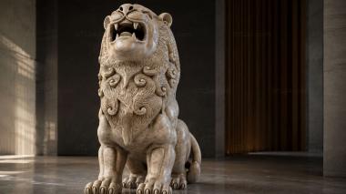 Animal figurines Lion statue 3d model