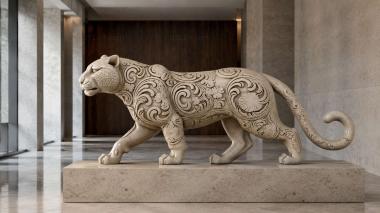 Animal figurines Bas-relief of a panther 3d model