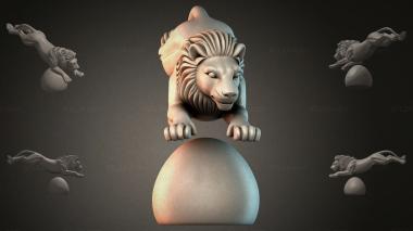 Animal figurines Lion on the ball 3d model
