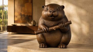 Animal figurines Beaver with a Stick 3d model
