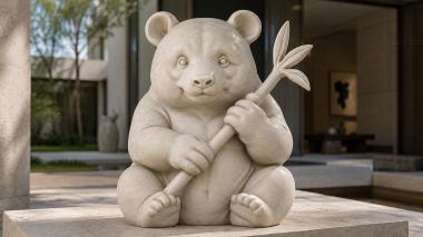 Animal figurines Teddy Bear with Bamboo 3d model