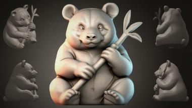 Animal figurines (Teddy Bear with Bamboo, STKJI_000874) 3D models for cnc
