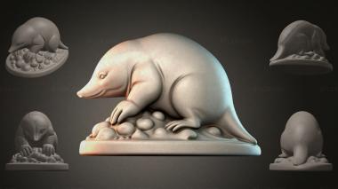 Animal figurines (Mole figurine on rocks, STKJI_000875) 3D models for cnc
