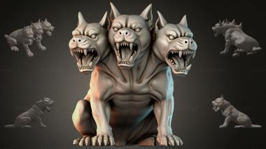 Animal figurines (Three-Headed Dog, STKJI_000880) 3D models for cnc