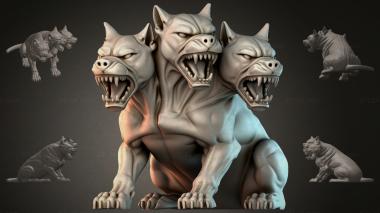 Animal figurines (Three-Headed Dog, STKJI_000885) 3D models for cnc