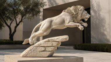 Animal figurines Lion on a Rock 3d model